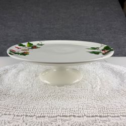 Ciroa "Holly & Flower" Porcelain Cake Stand 12" Holiday Pedestal Plate 1028