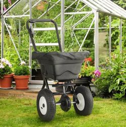 80lb Walk-Behind Seed Spreader, Broadcast Spreader for Grass Seed