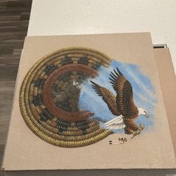 Eagle Navajo Original canvas on a stone 16 inches
