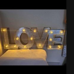  LOVE Sign 19" W X 7" Metal Light Up -Uses 2 AA Batteries