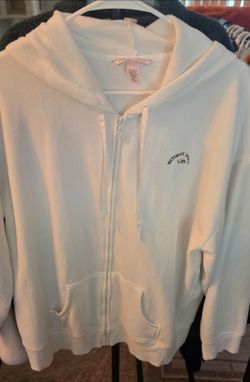 Victoria's Secret White Zip Up Hoodie Jacket Size Large