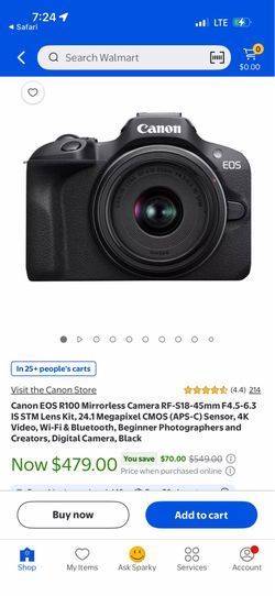 Canon EOS R100 Mirrorless Camera with RF-S 18-45mm Lens