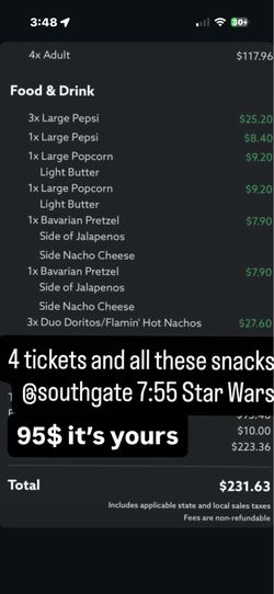 Star Wars movie ticket