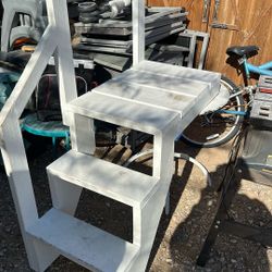 Wood Steps, 57 Inches High By 43 Inches Long And 21 Inches Wide