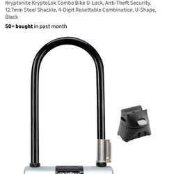 Kryptonite KryptoLok Combo Bike U-Lock, Anti-Theft Security, 12.7mm Steel Shackle, 4-Digit Resettable Combination, U-Shape, Black