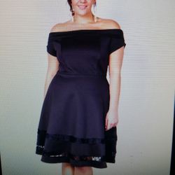 Navy Blue Off Shoulder Dress Plus