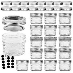 Mason/Canning Jars, 4 OZ Jelly Jars With Regular Lids and Bands, Ideal for Jam, Honey, Wedding/Shower Favors, DIY Spice Jars, 16 PACK, Ext