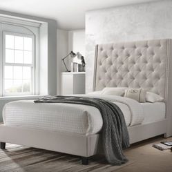 Chantilly Khaki Upholstered Queen Bed

