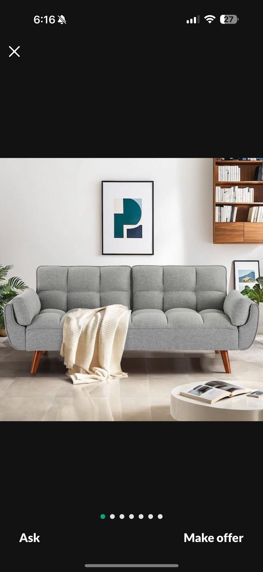 Elegant 75 in. Silver Gray Twin Size Sofa Bed Futon Convertible Couch Loveseat for Living Room