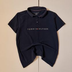 Tommy Hilfiger navy blue 2000s polo shirt in XL