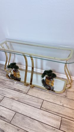 Gold Glass Entry Console Table – Elegant & Modern 