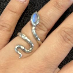 Silver Adjustable Ring , Labradorite 