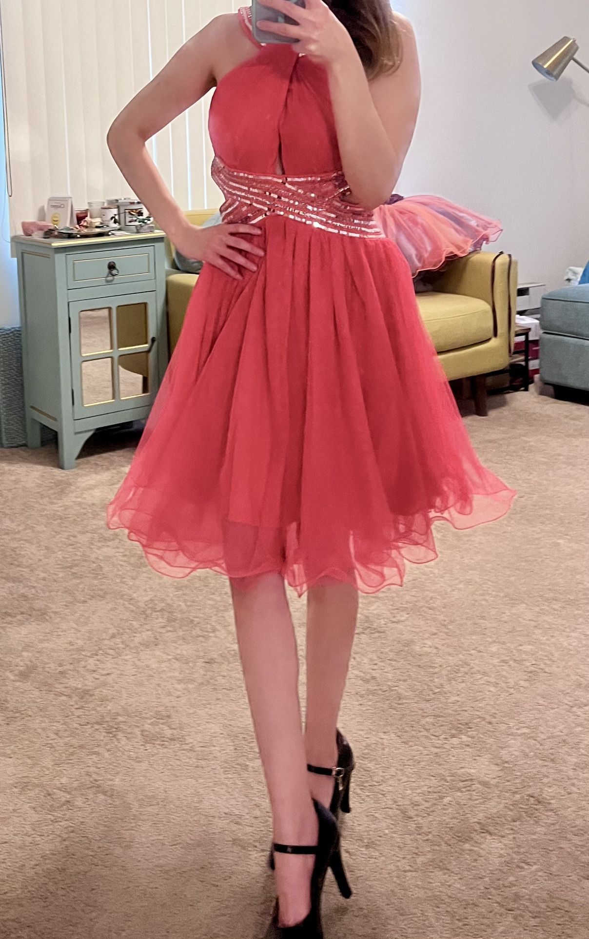 Halter Top Backless Cutout Dress - Size 1