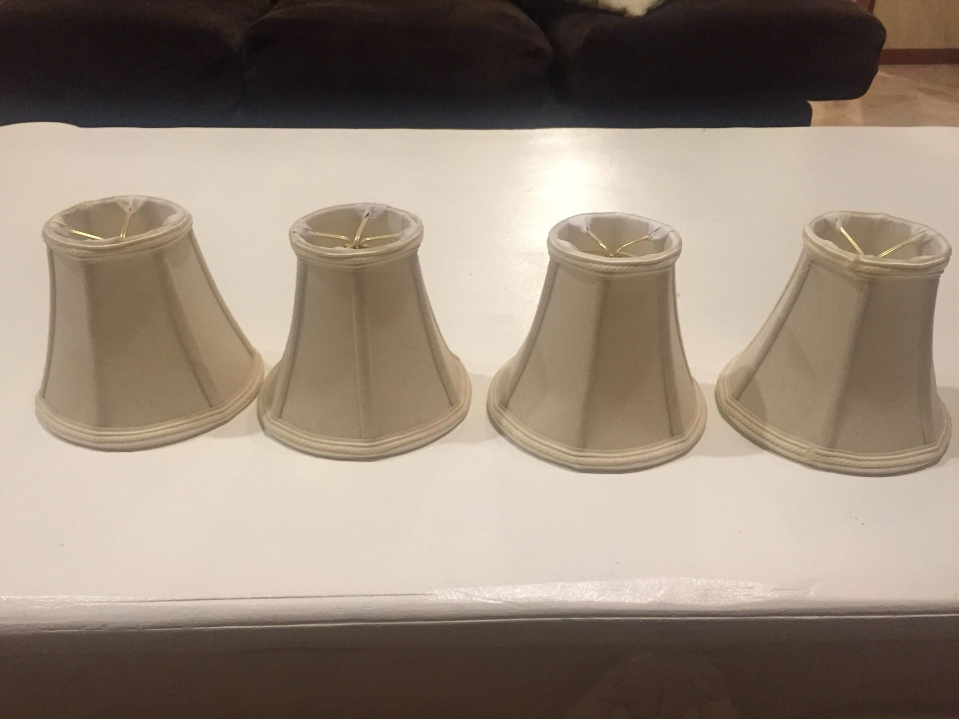 4 Miniature Chandelier Lampshades- Neutral Beige