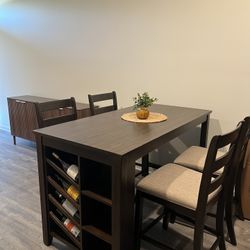 Espresso Counter Height Dining Table and 4 Barstools