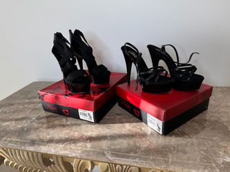 Pleaser Black Platform High Heels – Size 7M (2 Pairs)