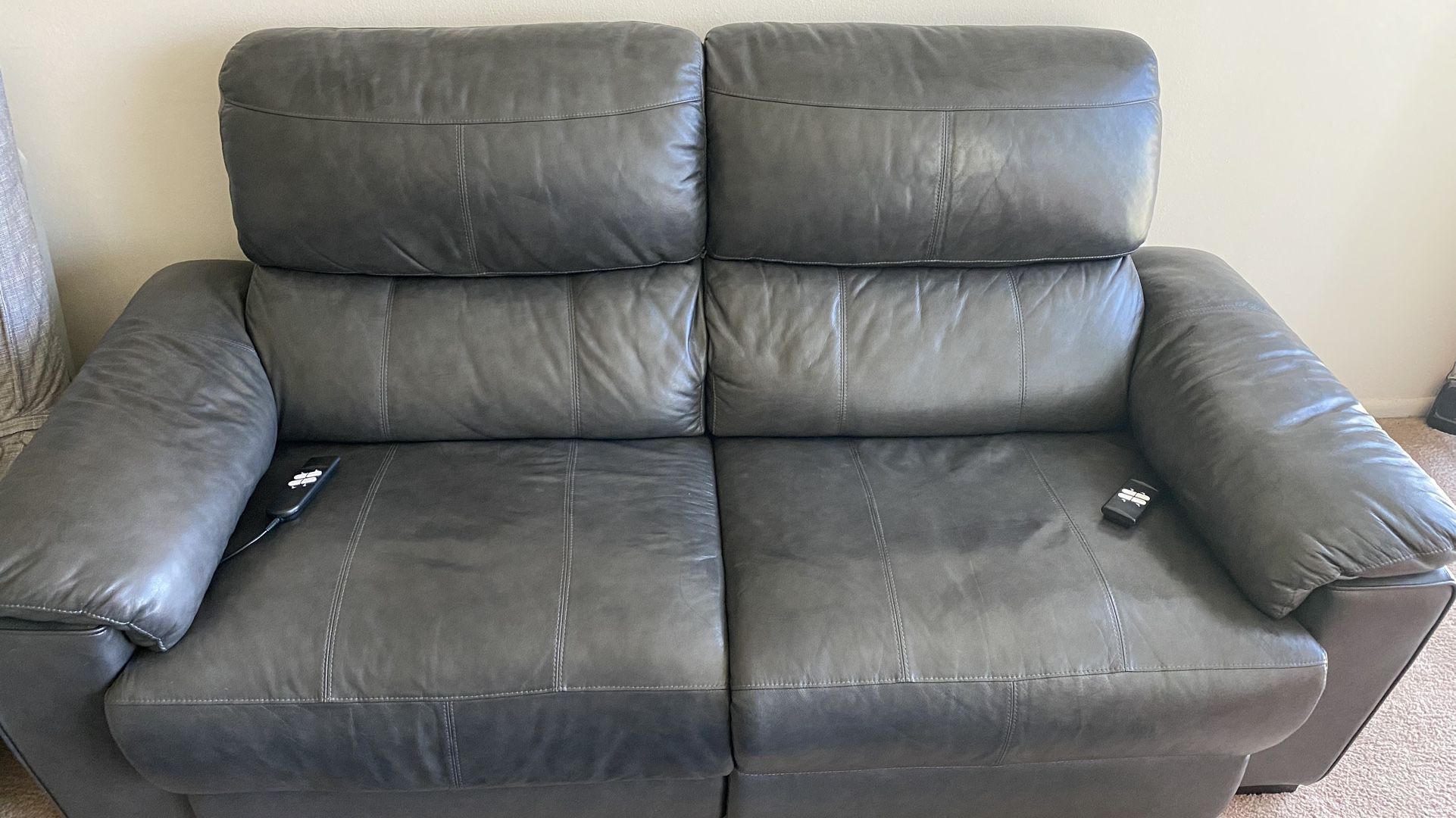 Leather Power Reclining Love Seat