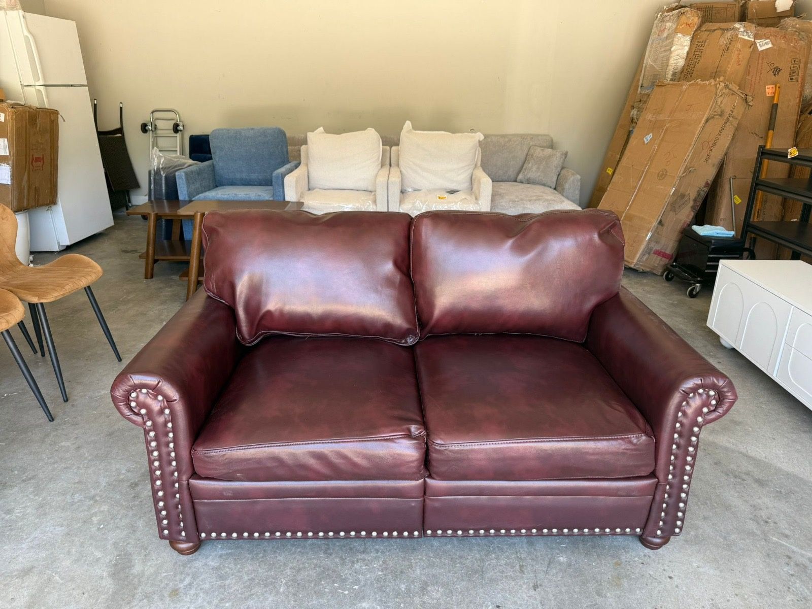 🎊BRAND NEW🎊Classic Faux Leather Sofa Upholstered Couch with Removable Cushions Rolled Arms 💰$300