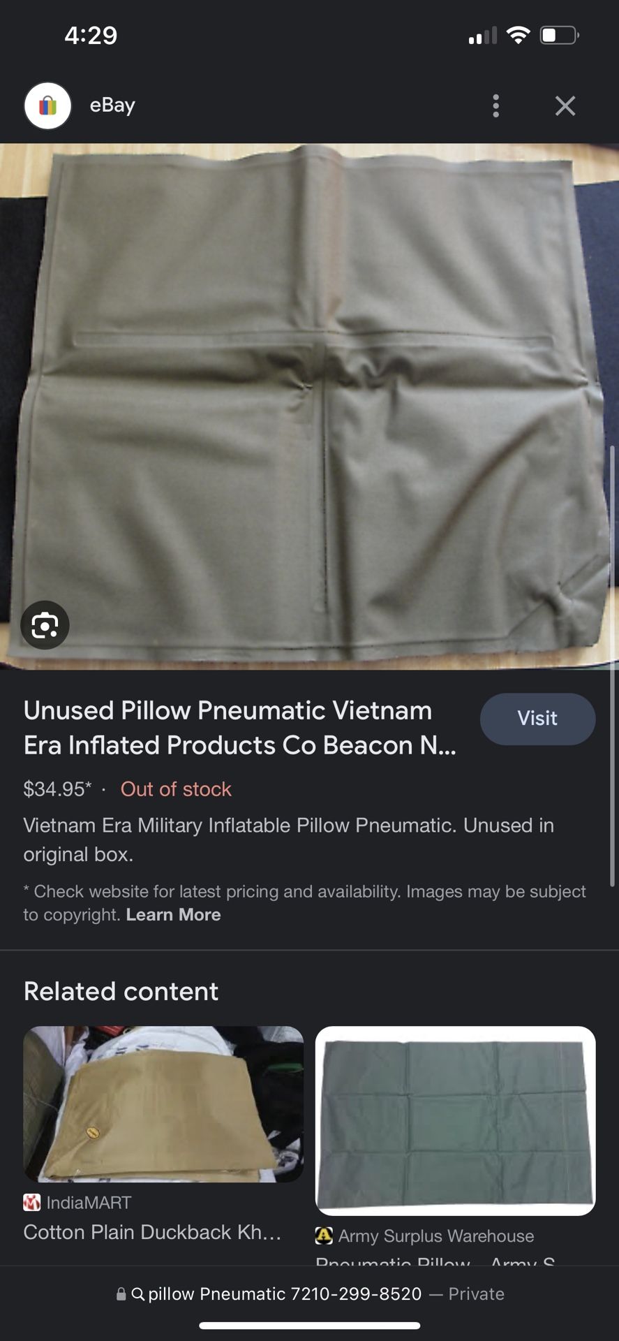 PILLOW PNEUMATIC VINTAGE