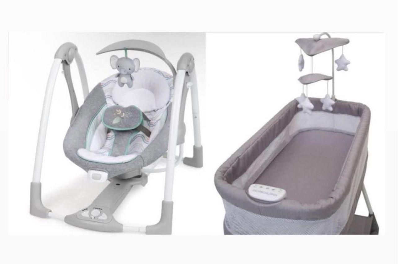 Ingenuity ConvertMe baby swing and Simmons kids bassinet with airwlow Mesh