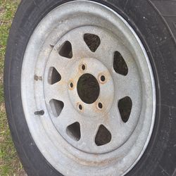 2 Galvanized Rims 205 75 14  Good Thread Used Tires 
