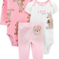 Carter's Baby Girls 3-Piece Bodysuit Pant Set -NB