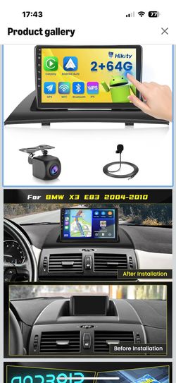 2+64G for 2006 BMW X3 E83 2004-2010 Hikity Android 15 Car Stereo with Wireless Carplay Android Auto, 9 Inch Touch Screen Radio GPS HiFi WiFi Bluetooth