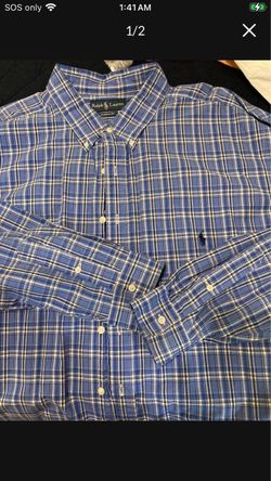 $25 men’s Ralph Lauren blue and white plaid shirt new cn