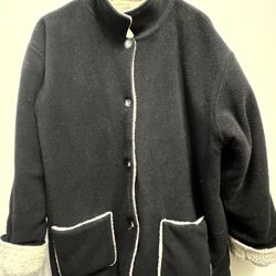 Willi Smith women’s Fleece Mid Length Coat / Jacket Size XL