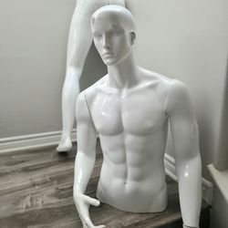 Glossy White Male Mannequin Full Body Damage