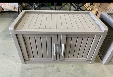 Minor Cracked Shoe Cabinet Waterproof UV-Resistant Storage Bench Indoor Outdoor w/ Adjustable Shelf