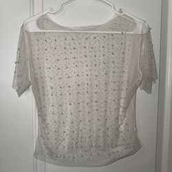 Rhinestone Mesh Crop Top