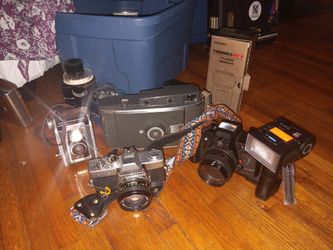 Various Cameras + Light Stands + Flash