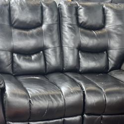 Black Leather Sofa And Live Seat