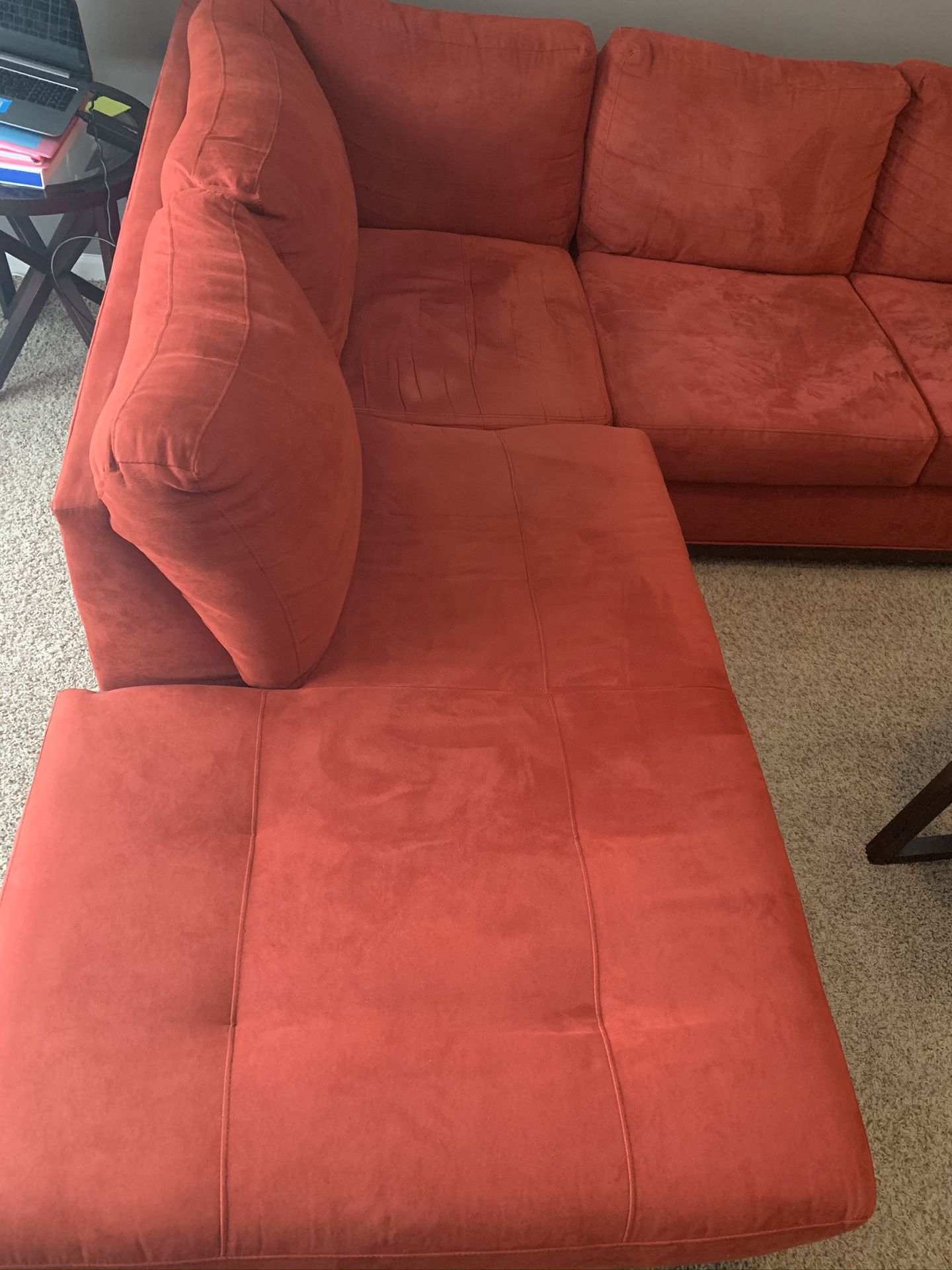 Red Sectional and Chair