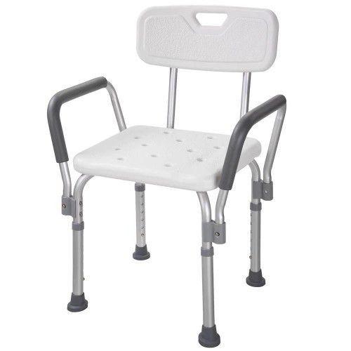 Bath Chair Shower Stool with Back and Armrest (220 lbs Capacity)