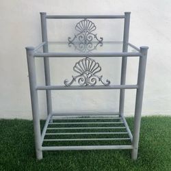 Metal And Glass Grey Accent/ Side/ Bar Table/ Plant Stand
