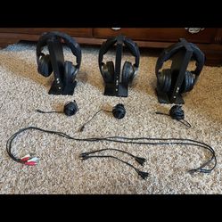 set of 3 Sony mdr-rf985R Wireless Headphones Transmitter Base Manual Cable used