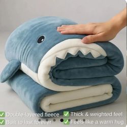 Adult Size Sharkie Comfy Blanket - Blue