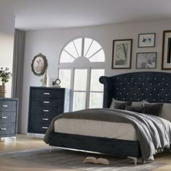 Velvet Bedroom Set FREE Chest this week