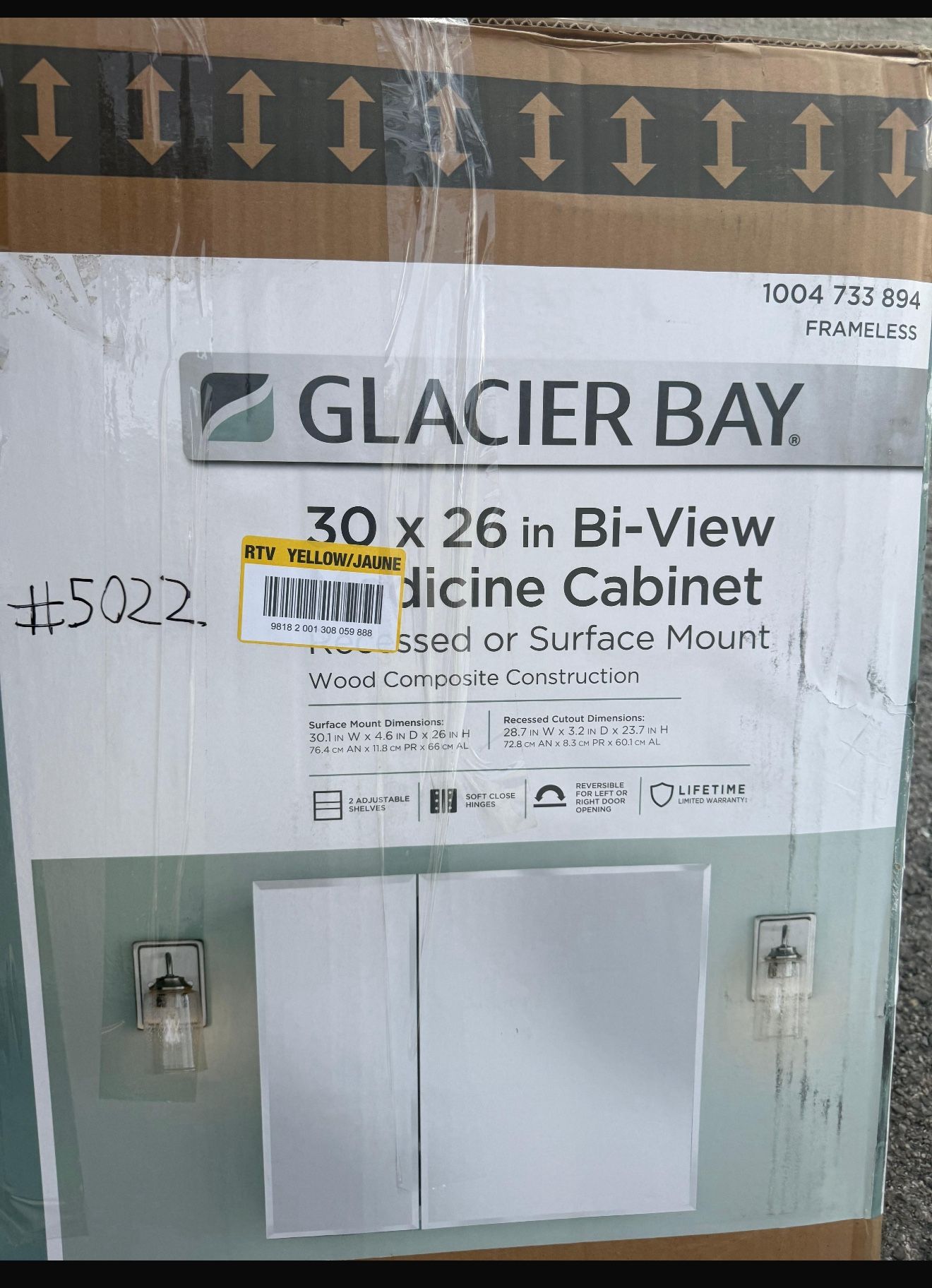 30 in. W x 26 in. H Rectangular Wood Composite Medicine Cabinet with Mirror