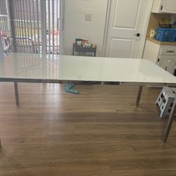 Glass Top Table, Metal Base