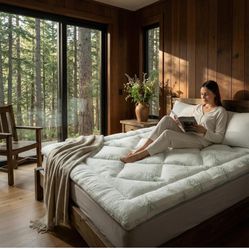 Bamboo Mattress Topper Twin Size with Deep Pocket 1700 GSM Cooling Shredded Memory Foam Mattress Pad Rayon Derived from Bamboo, Ideal for Side Sleeper