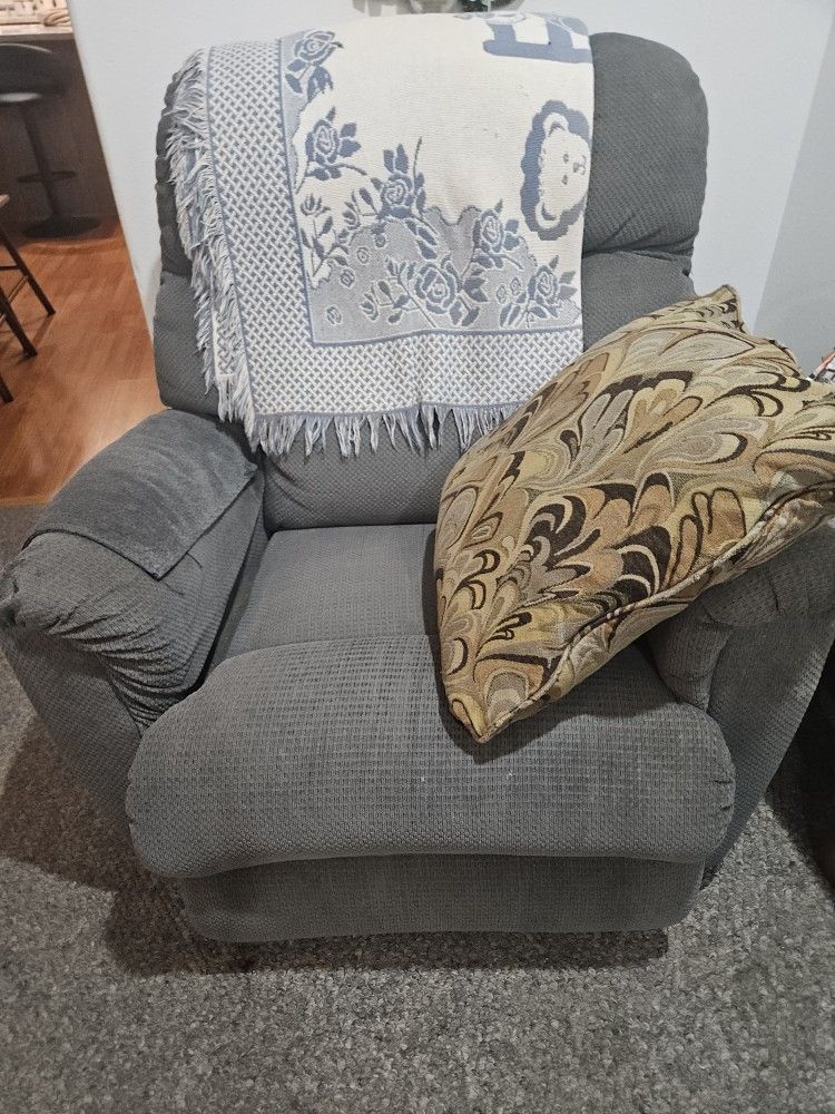 Slate Blue Recliner, And Table And Sofa Sleeper