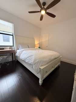 White Bedroom Set – Bed Frame + Nightstand