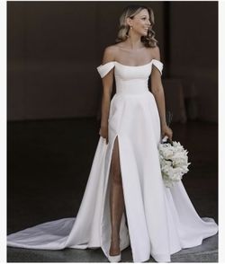 Off The Shoulder Satin Wedding Dress