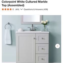 Glacier Bay Bannister 31 in. Single Sink Pearl Gray Bath Vanity with Granite-Look Colorpoint White Cultured Marble Top