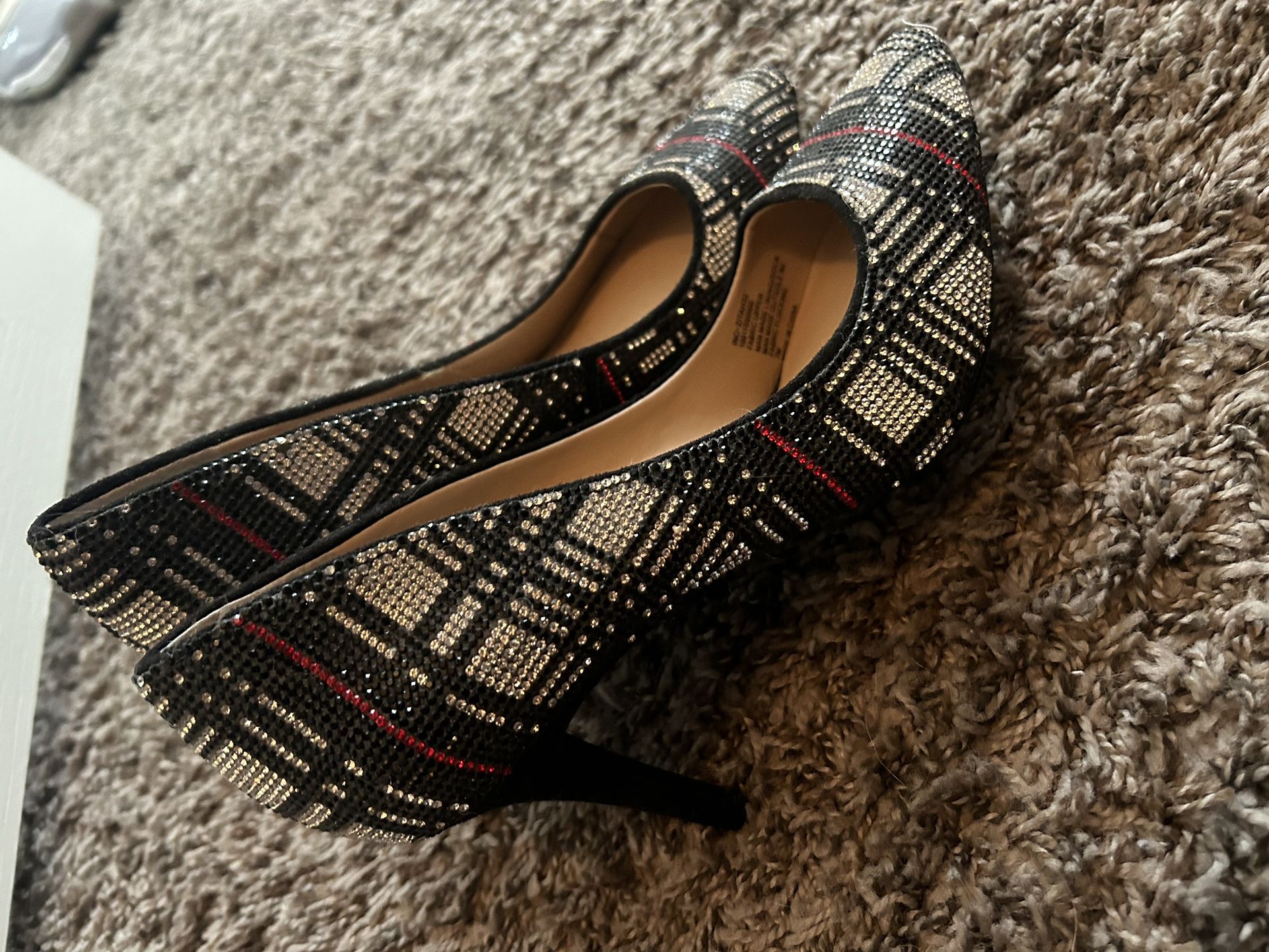 Zita Black Plaid Heels