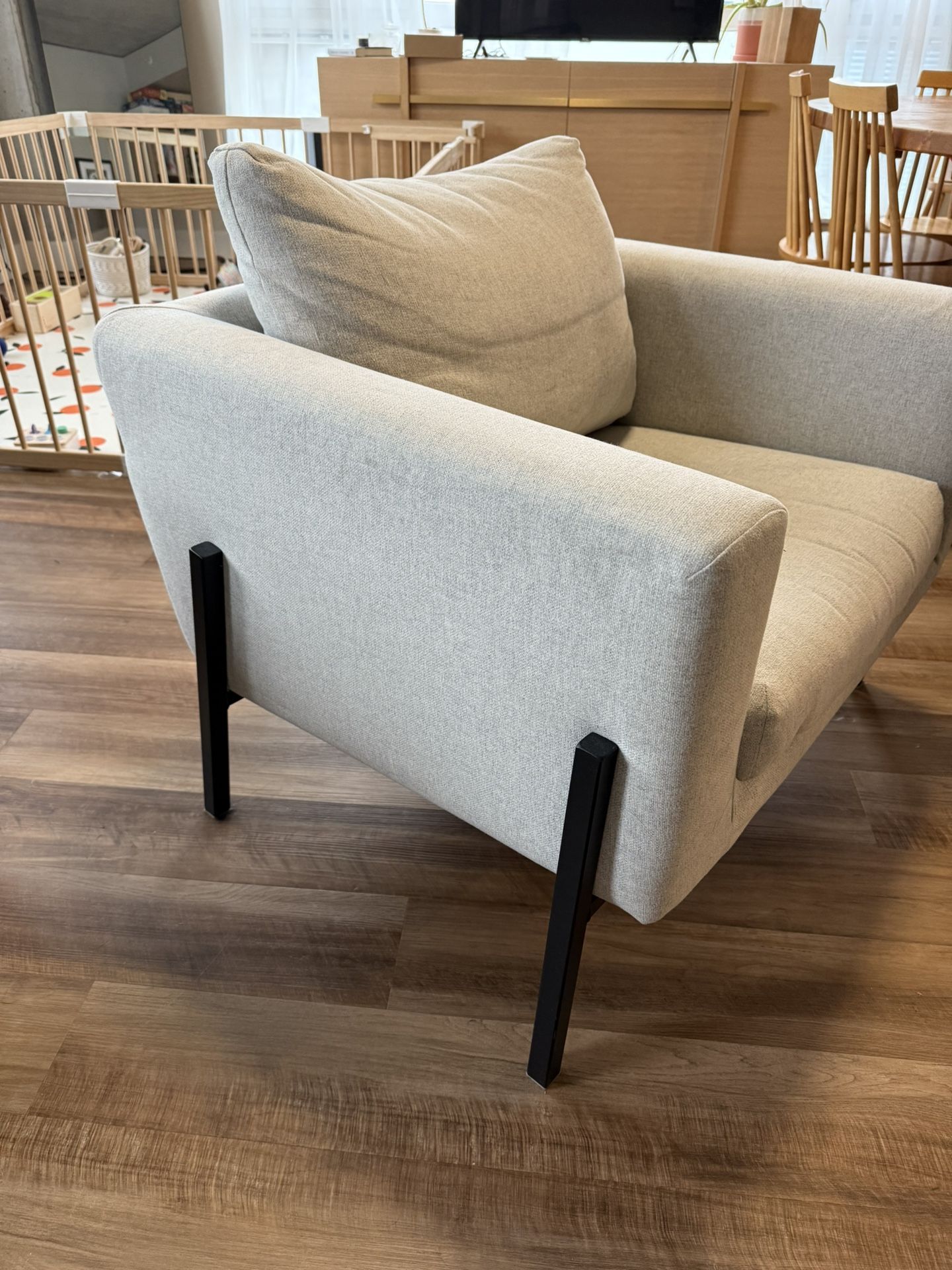 Light Grey And Black Metal Modern Arm Chair