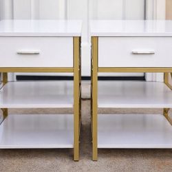 Nightstands, Industrial Side Table/End Tables with Drawer and Storage Shelf, Night Stands for Bedroom, Living Room, Wood Metal Furniture, Easy Assembl